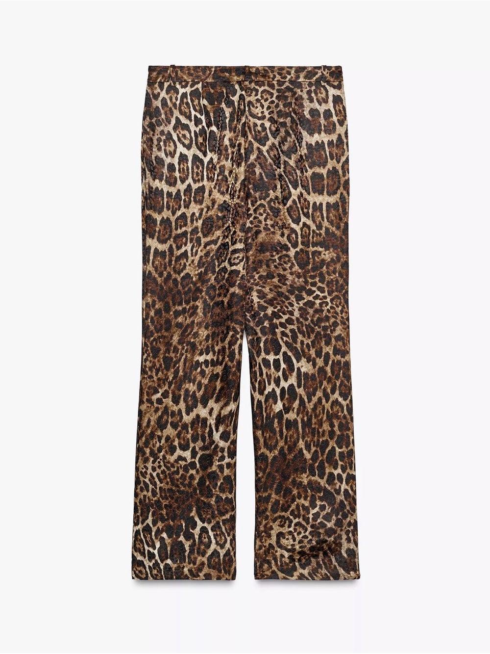 Zara Leopard-Print Wide Satin Leg Pants in Brown and Black